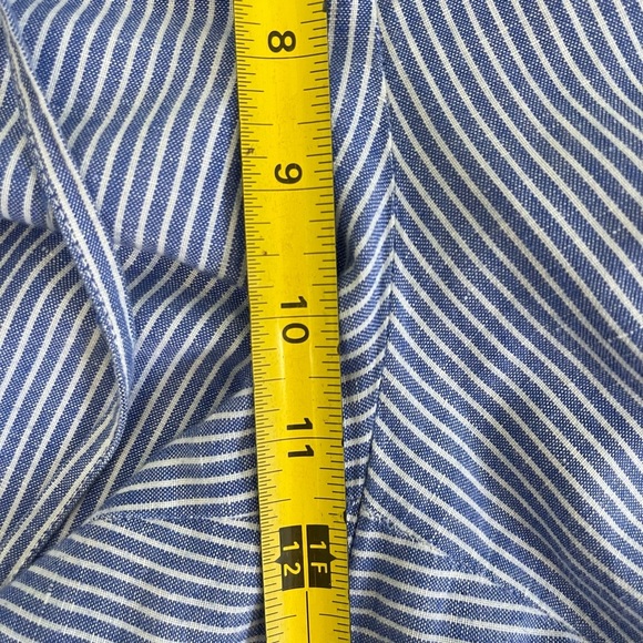 Talbots The Easy Drawstring Pant 12 Wide Leg Linen Blend Pants Coastal Striped - Picture 13 of 15